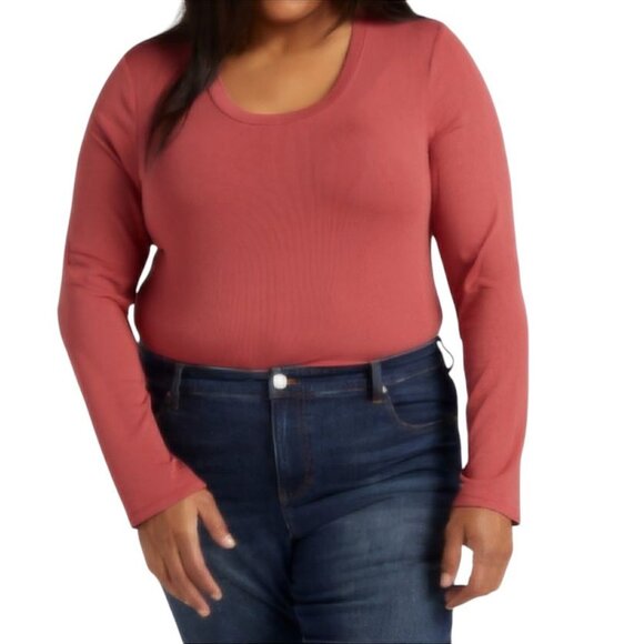Thread & Supply 2X Lauren Top Cranberry Dusty Rose Long Sleeve Stretch NWT - Picture 1 of 6